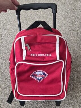 MLB Philadelphia Phillies Mini Rolling Backpack Official License Red Canvas